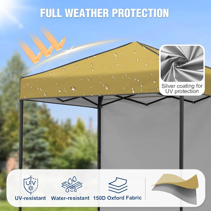 6x4 Pop Up Canopy Tent with One Wall Panel, Instant Portable Beach Canopy, Outdoor Tent with Carry Bag for Camping, Sports, Tailgating, Events, Beige