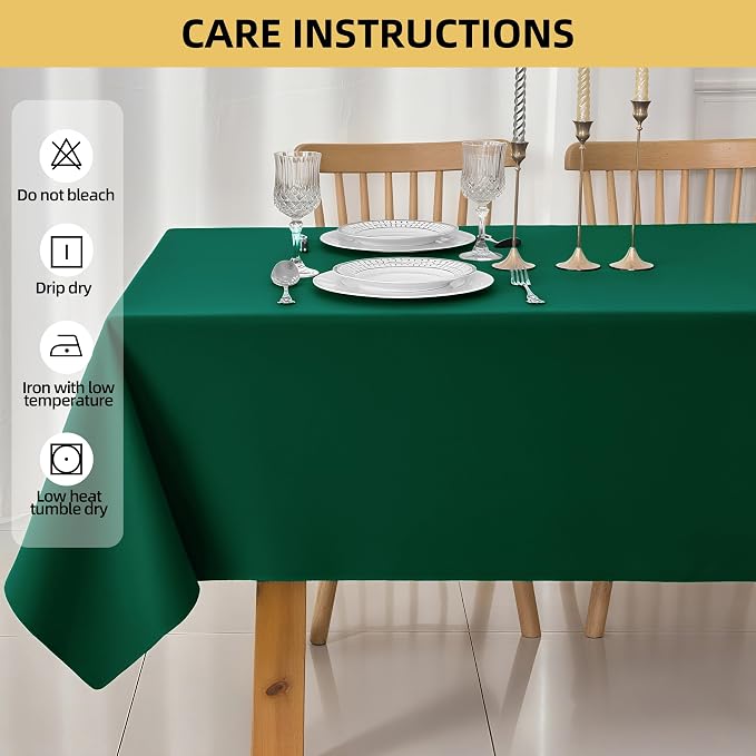 6-Pack 60x120 inch Blackish Green Table Cloths, Solid Stain and Wrinkle Resistant Oblong Tablecloth, Premium Plain Weave Polyester Fabric Rectangle Table Linen Covers for Hotel, Wedding