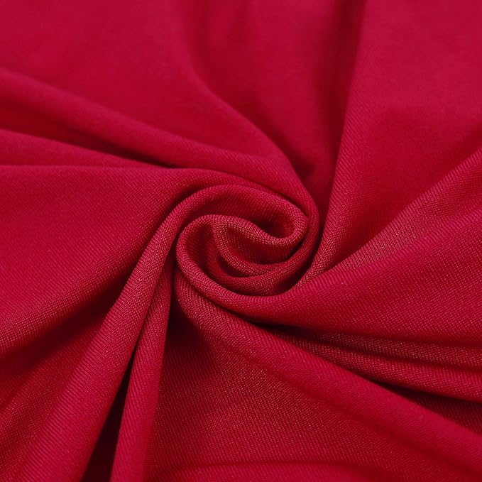 Peomeise 12pcs Stretch Spandex Chair Cover for Wedding Party Dining Banquet Event (Red, 12)