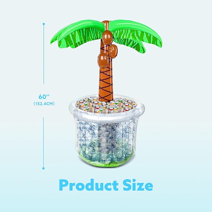 JOYIN 60" Inflatable Palm Tree Cooler, Beach Theme Decor, Pool Party Decorations, Luau Hawaiian Birthday Party Supplies, Ocean Jungle Tropical Themed Summer Outdoor Drink Cooler