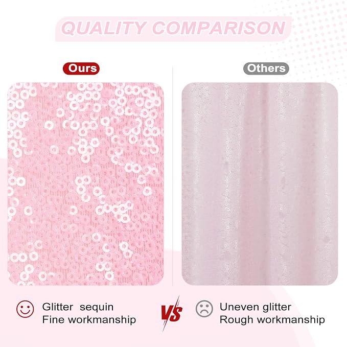 PartyDelight Pink Sequin Backdrop 20x10ft 4 Inch Rod Pocket | 3mm stitched pink sequins on mesh backing with 4 inch rod pocket for extra wide stages banquet walls group photos and large