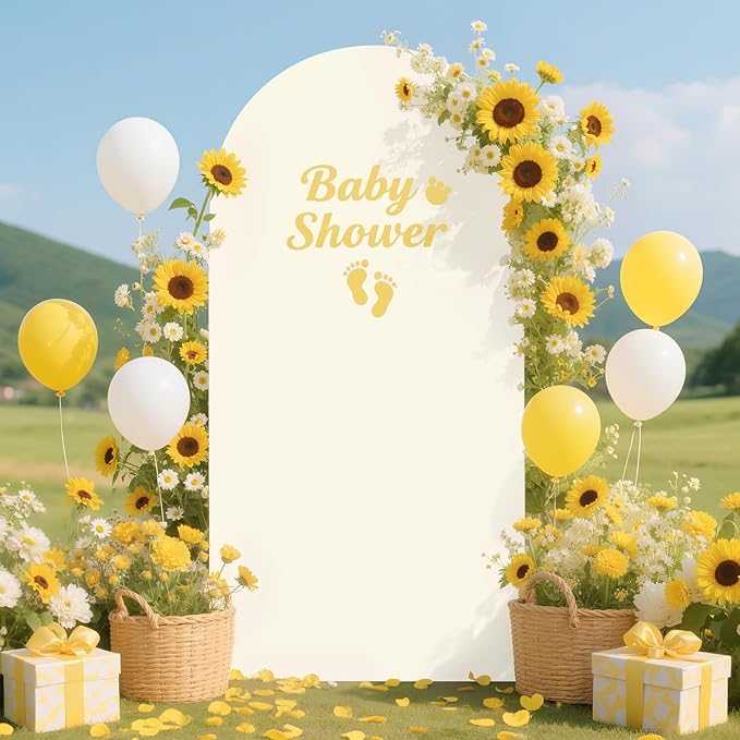 FOTSHARER 7.2FT Arch Backdrop Cover Ivory Spandex Fitted Arch Stand Covers for Metal Arches Double-Sided Wedding Arch Cover Balloon Arch Fabric Backdrop Covers for Party Photo Background Ornaments