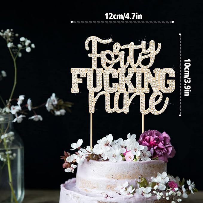 LINGTEER Happy 49th Birthday Funny Gold Rhinestone Cake Topper - Cheers to 49 Years Old,Happy 49th Birthday Cake Centerpieces Topper Decorations Gift Sign.