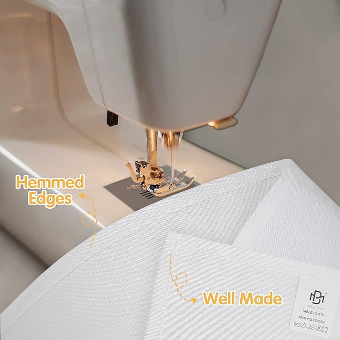 BRILLMAX 6 Pack White Tablecloths 60 x 126 Inch for 8ft Rectangle Tables - 150 GSM Polyester Fabric, 15" Standard Drop, Water, Stain & Wrinkle Resistant Cloth Cover for Wedding Banquet Dining Buffet