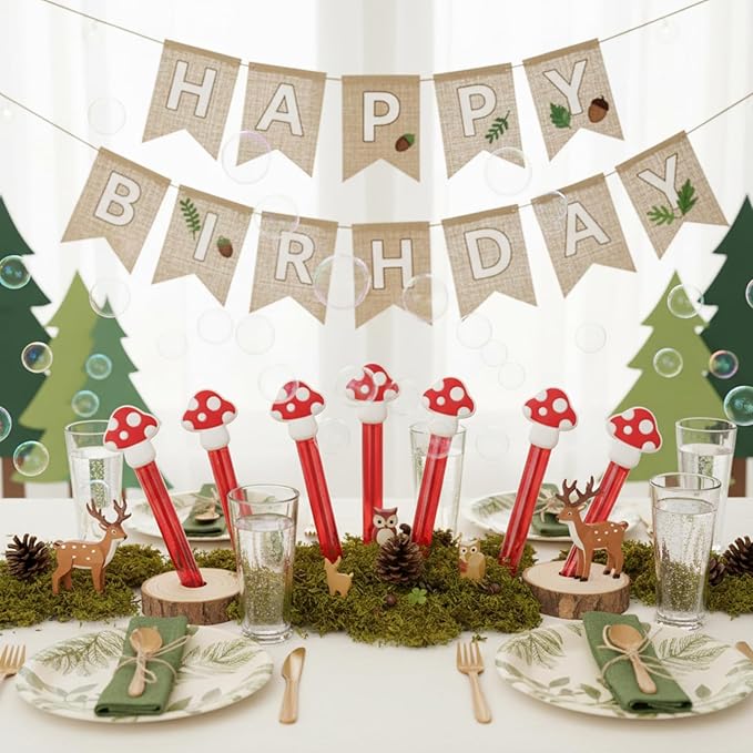 Shappy 48 Pcs Mushroom Party Favors Bubble Wands Bulk Wonderland Fairy Theme Stick Mushroom Party Goodie Bags Stuffers for Activity Use Birthday Gift Supplies