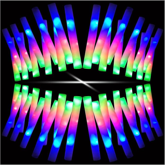 60 PCS Giant 14'' Foam Glow Sticks ,3 Modes Colorful Flashing，Glow Stick Bulk Party Pack,Neon Party Favors for Birthday, Wedding, Carnival, Concert, New Year (60 PCS)