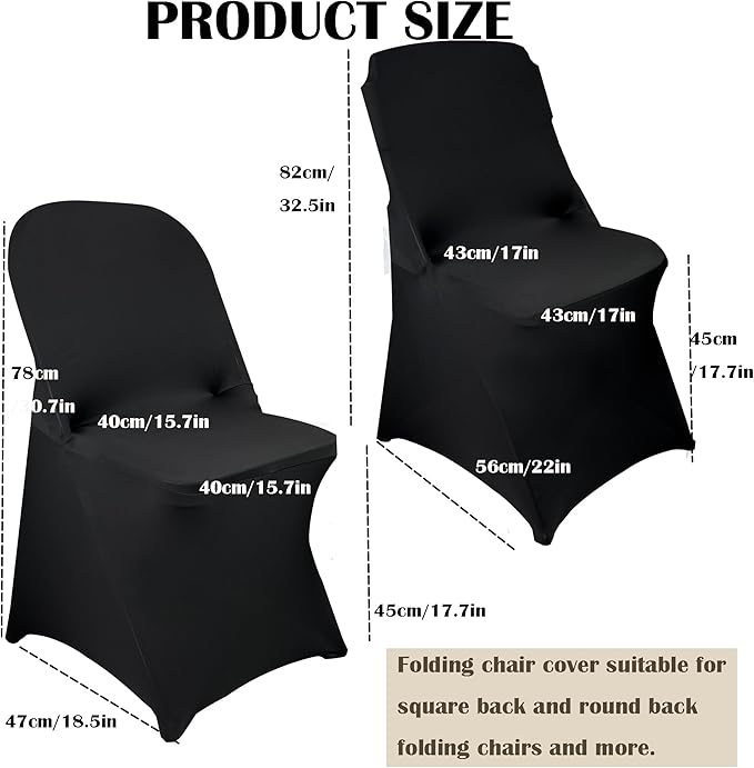40PCS Stretch Spandex Folding Waterproof Chair Covers,Universal Fitted Chair Cover Protector for Wedding Party Banquet Holidays Celebration Decoratio(40, Black New)
