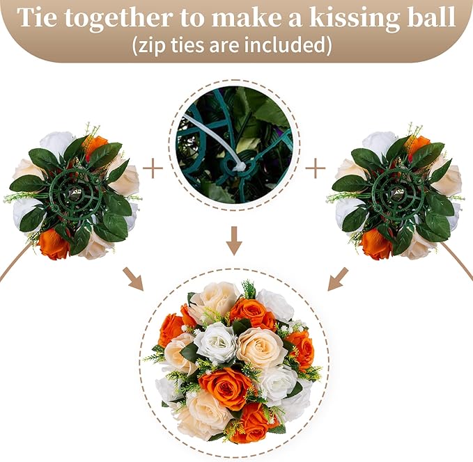 Sziqiqi Orange Fake Flowers for Fall Decoration Kissing Flower Balls for Wedding Centerpieces Tables Flower Centerpiece Arrangement for Party Festival