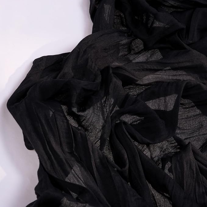 DeZerlor Black Cheesecloth Table Runner Spring Easter Table Runner 120 Inches Boho Gauze Cheese Cloth Table Decor for Wedding Bridal Baby Shower Parties