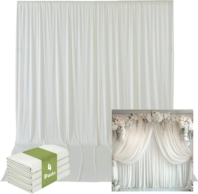 20ftx14ft Ivory Backdrop Curtains for Wedding-Wrinkle Free Backdrops Curtain Drapes Fabric Decorations Photo Back Drop Cloth for Baby Shower Photography Stage Reception 14Panels 14ft(H) x 5ft(W)
