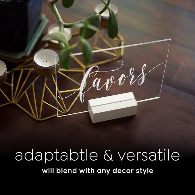 Cedar and Ink Favors Acrylic Calligraphy Sign with Stand, Acrylic Wedding Signs Cursive Lettering, Clear Lucite Glass-Like Gift Table Decor or Wedding Cards Sign, Reception, Stand Included