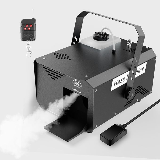 600W Stage Haze Machine: Continuous Output Fog Machine - Wireless Remote & DMX Control - Adjustable Smoke Outlet for Stage DJ Halloween Club Christmas Wedding Party Light Show