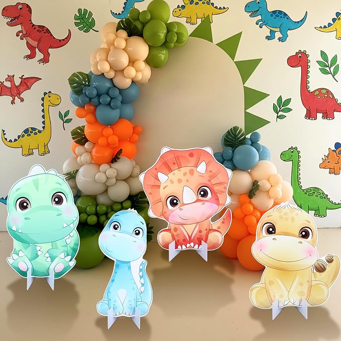 Gemscream 4 Pcs Large Dinosaur Party Decorations 23.6 Inch Cute Cartoon Dinosaur Cutouts Dino Baby Shower Birthday Decor Backdrop Photo Booth Props Party Supplies for Birthday Parties Decor