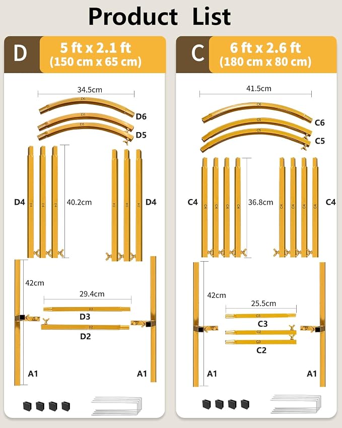 Wedding Arch Backdrop Stand 5FT, 6FT Gold Metal Arch Stand Set of 2, Balloon Arch Stand for Wedding Baby Shower Birthday Ceremony Party Graduation Decoration