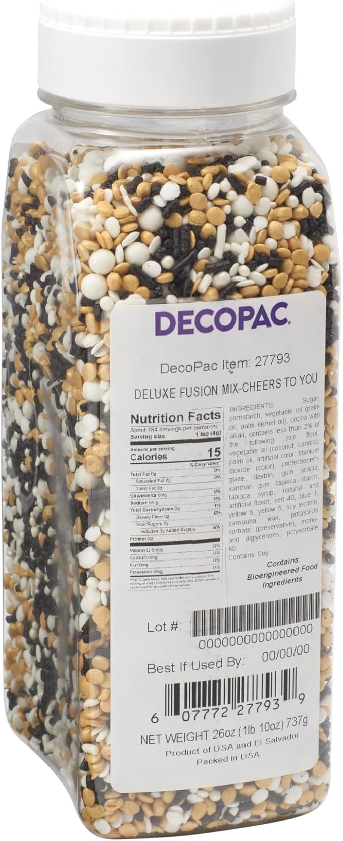 DecoPac Cheers To You Fusion Mix Sprinkles, 26oz, Shaped Candy Sprinkles in Handheld Container, Edible Decorations For Celebration Cakes, Cupcakes, Cookies and Donuts