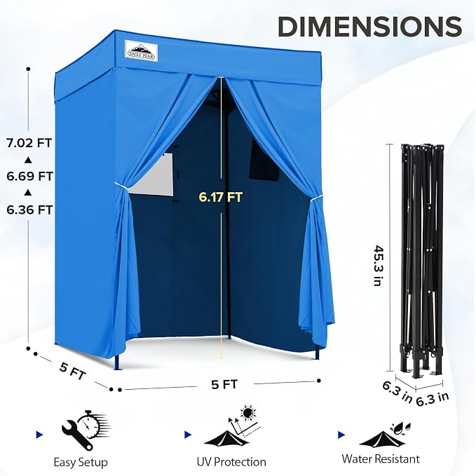 EAGLE PEAK 5x5 Pop Up Changing Tent, Flat Top Changing Room, Light Blue | Portable, Privacy Tent, Pool Cabana, Dressing Room, Shower & Toilet Use, Opaque Fabric, Instant Setup, Photoshoots, Camping