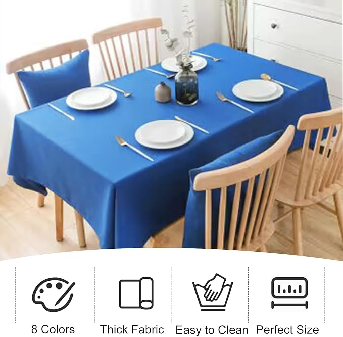 4 Pack Rectangle Tablecloth 60x126 Inch Blue Washable Polyester Table Cover for Wedding Dining Table Buffet Parties Banquet Decoration（Blue）