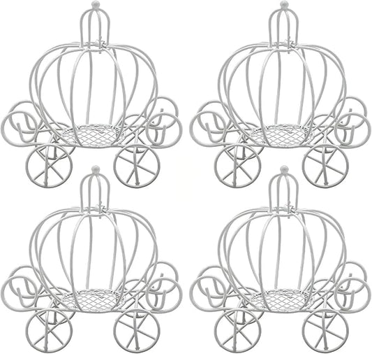 Saihisday 4 Pack Charming Pumpkin Carriage Candy Box, Decorative Candy Holder for Parties, Ideal for Weddings, Birthdays, Halloween, 4.9 X 3.1 X 4.7 Inches