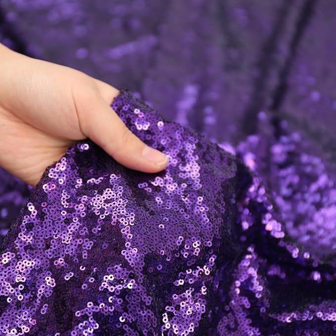 PartyDelight Purple Sequin Backdrop 6x6ft 4 Inch Rod Pocket | 3mm stitched purple sequins on mesh backing with 4 inch rod pocket for full body photos ceremony arches party walls and stage
