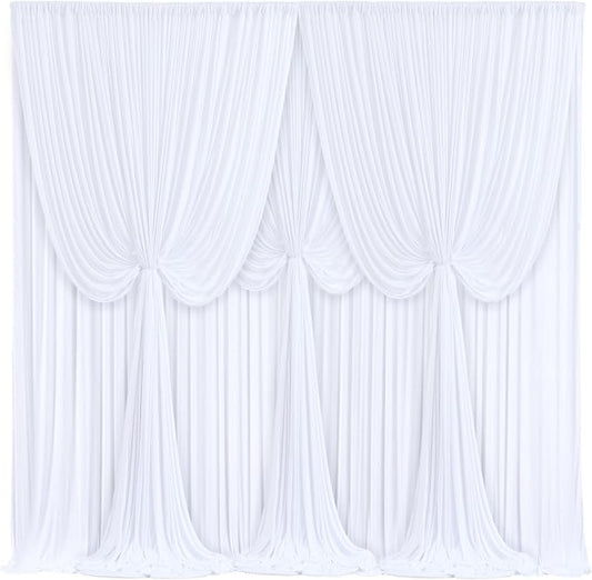 4 Panels White Backdrop Curtains for Wedding Party Wrinkle Free Backdrops Curtain Drapes Fabric Decorations Photo Back Drop Cloth for Baby Shower Photography Stage Reception 20ft(W) x 12ft(H)