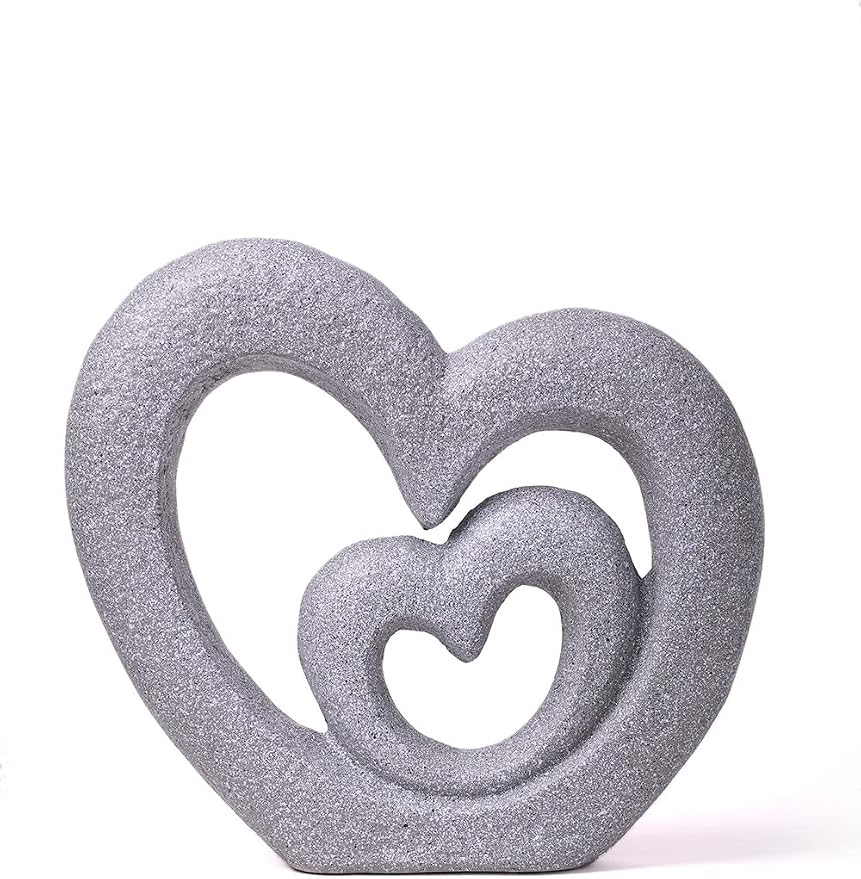 HAUCOZE Modern Home Decor Heart Figurine Sculpture Lover Statue Table Centerpiece Gift for Living Room Desktop Polyresin 13.4 Inch