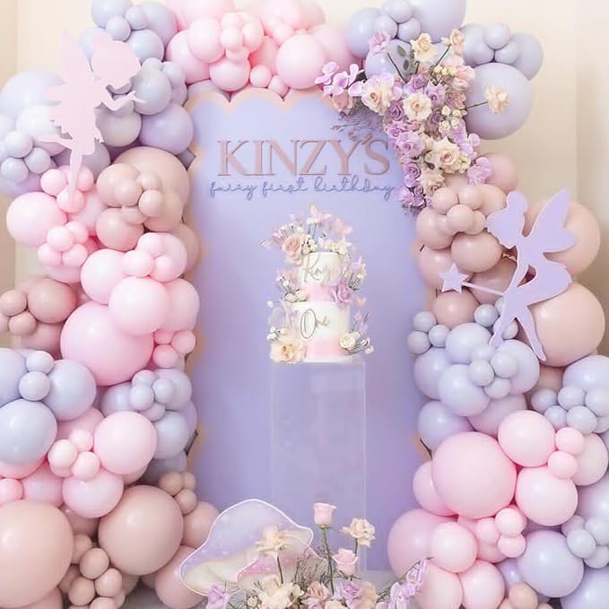 Light Purple Balloons Different Sizes, 18 12 10 5 Inch Double Stuffed Pastel Purple Balloons, Macaron Lavender Purples Balloon Arch for Boho Party, Baby Shower, Birthday, Weddings (LightPurple）