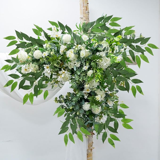 Artificial Italian Ruscus Greenery Stems, Faux Green Leaf Garland Branches Hanging Greenery Spray for Wedding Bouquet Arch Table Centerpiece Home Decor (Green-10 Pack)