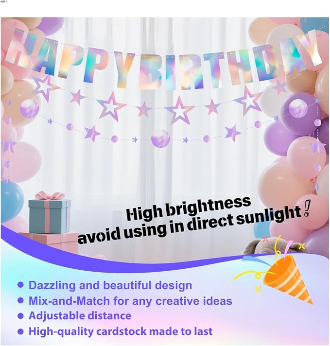 Iridescent Party decorations Kpop Birthday Decorations Holographic Party Supplies Iridescent Plates Cups Napkins Tablecloth Birthday Banner Star Garland Streamer Disco Kpop Party Serve 24