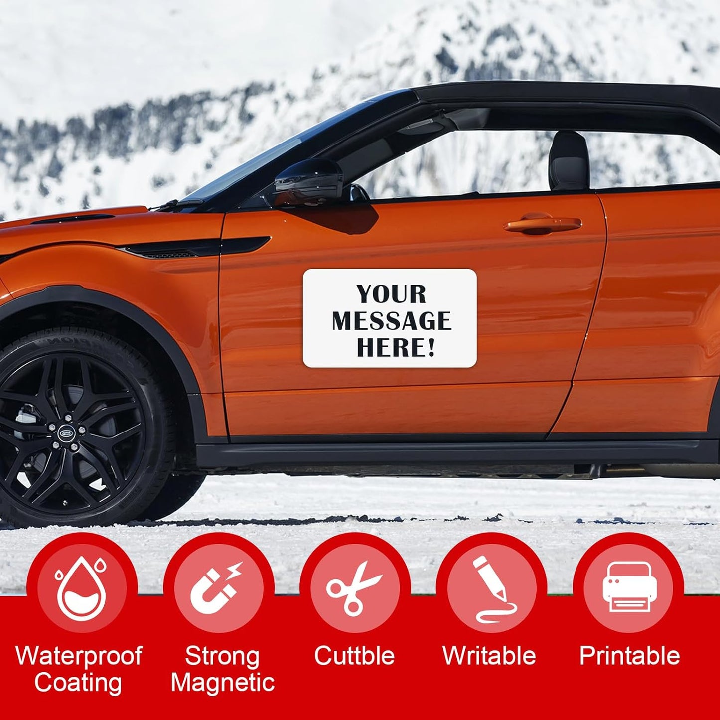 Thaibear Blank Car Magnets, 24" x 12", 2 Pack Car Door Magnets Signs for Vehicle, Rounded Corners Blank White Flexible Magnet Sheet Stickers for Car to Advertise Business and Personalized Decal