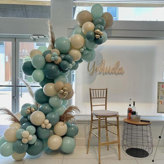 Jobkoo Blue Balloons 113Pcs, Dusty Balloon Arch Garland Kit Different Sizes, 5 10 12 18inch Matte Retro Slate Fog Latex Helium for Boho Birthday Wedding Baby Shower Party Decorations QQ-113