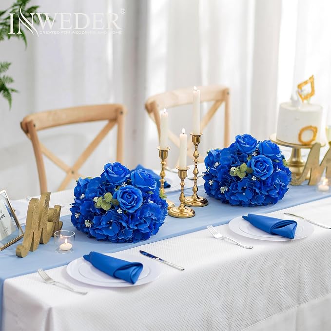 Blue Flowers Balls for Centerpieces: 10 PCS 11.8" Diam Flower Centerpieces for Tables in Wedding Reception Decorations Arrangement for Party Celebration Planners