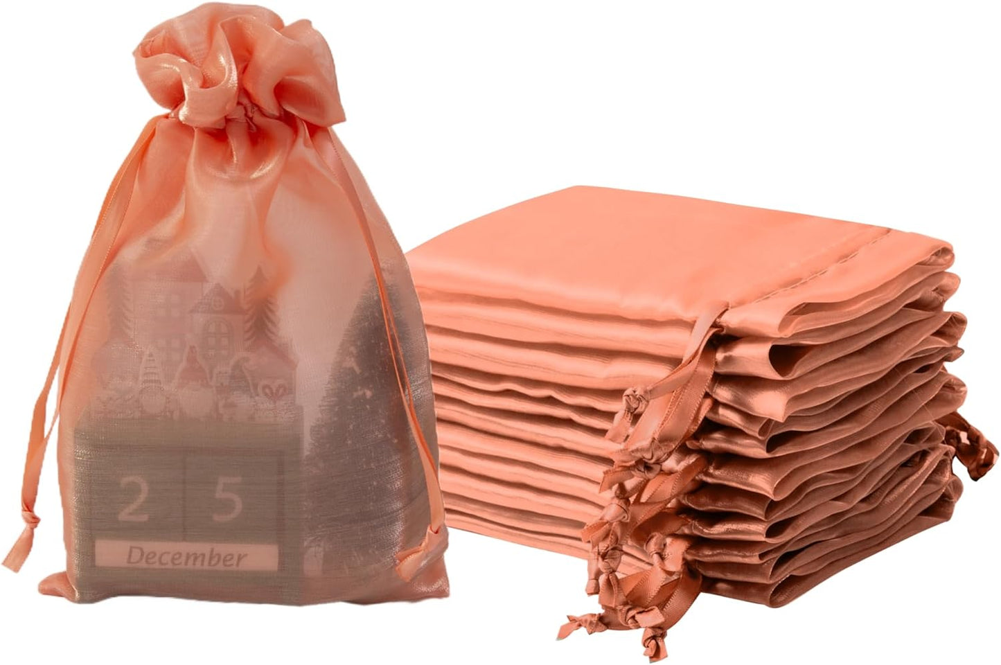 20 Pcs Orange Small Organza Bags 6X9 inch for Wedding Favors with Drawstring, Mini Mesh Gift Bags Jewelry Pouch for Candy Bridal Shower Party Favor Baby Shower Christmas