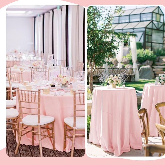 Pesonlook 10 Pack 120 Inch Pink Round Table Cloths, Premium Polyester Round Tablecloth Wrinkle Resistant Washable Table Cover for Wedding, Party, Dining,Banquet,Buffet Table