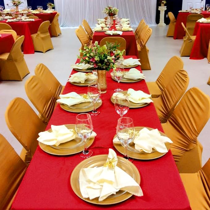 8 Packs Red Rectangle Tablecloth - 60 x 126 Inch, Premium Polyester Table Cloth for 6 Foot Rectangle Tables, Washable Fabric Table Covers for Wedding, Party, Banquet, Dining