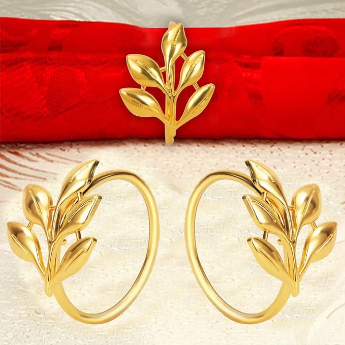 KPOSIYA Set of 300 Leaf Napkin Rings Metal Gold Napkin Holder Table Napkin Rings for Thanksgiving Day Christmas Dinning Table Parties Everyday (Ye Zi-Gold 300)