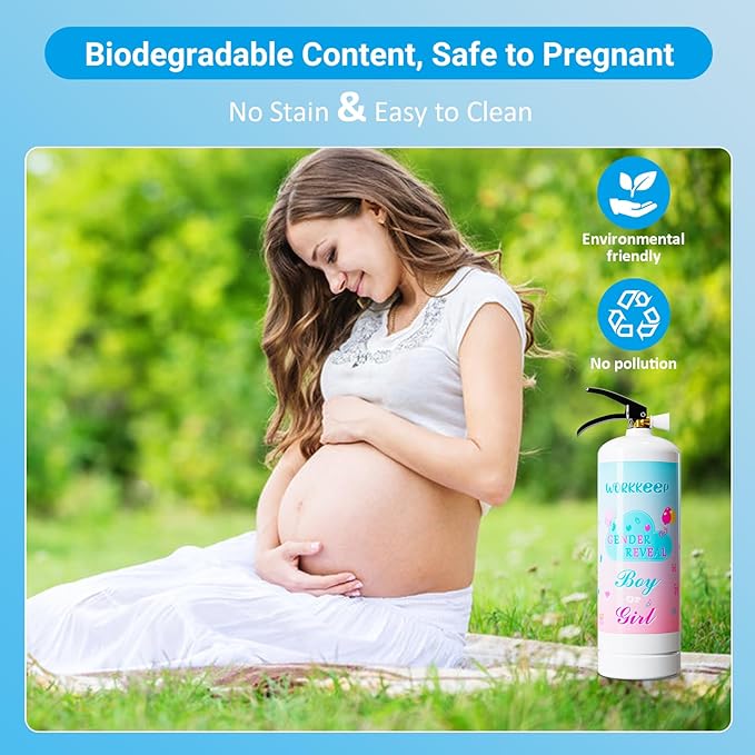 Giant Gender Reveal Fire Extinguisher: 2 Packs Gender Reveal Ideas Only for Baby Boy with 100% Biodegragable for Gender Reveal Decorations - 20+ Feet (Blue)