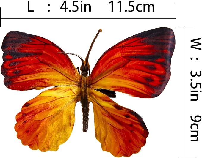 Wonderland Series' Artificial Butterfly; Home Decoration; Garden Decoration;12pieces with Wire (F Wire)