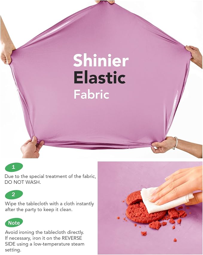 Cocktail High Top Table Covers - 32x43 Inch Fitted Spandex Round Cocktail Tablecloth for Bar Height Standing Table Cloths Reusable, for Party Wedding Banquet Event Decorations, Shiny Pink, 8 Pack