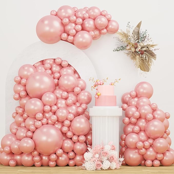 Double Stuffed Pearl Dusty Pink balloons Different Size 115Pcs 5/10/12/18 Inch Pearl Rose Blush Pink Balloon Garland Arch kit for Boho Birthday Wedding Engagement Bridal Baby Shower Party