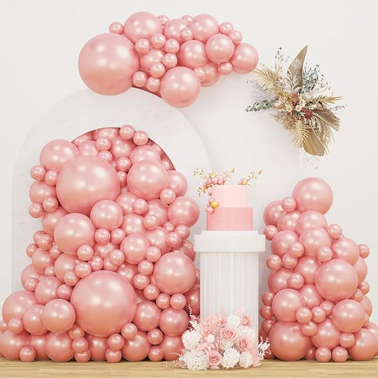 Double Stuffed Pearl Dusty Pink balloons Different Size 115Pcs 5/10/12/18 Inch Pearl Rose Blush Pink Balloon Garland Arch kit for Boho Birthday Wedding Engagement Bridal Baby Shower Party
