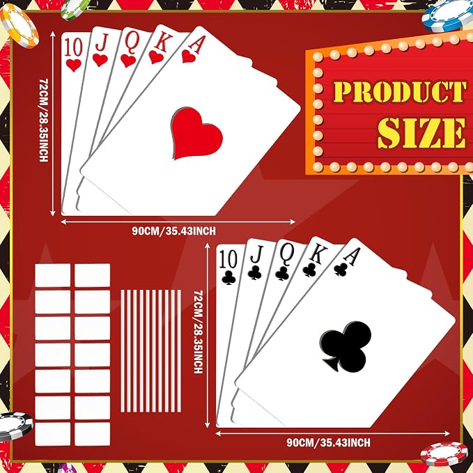 2 Pcs Casino Theme Party Decorations 35 x 28 Inch Poker Theme Cardboard Cutout Tea Party Decoration Game Night Photo Prop for Parties Game Room Decor
