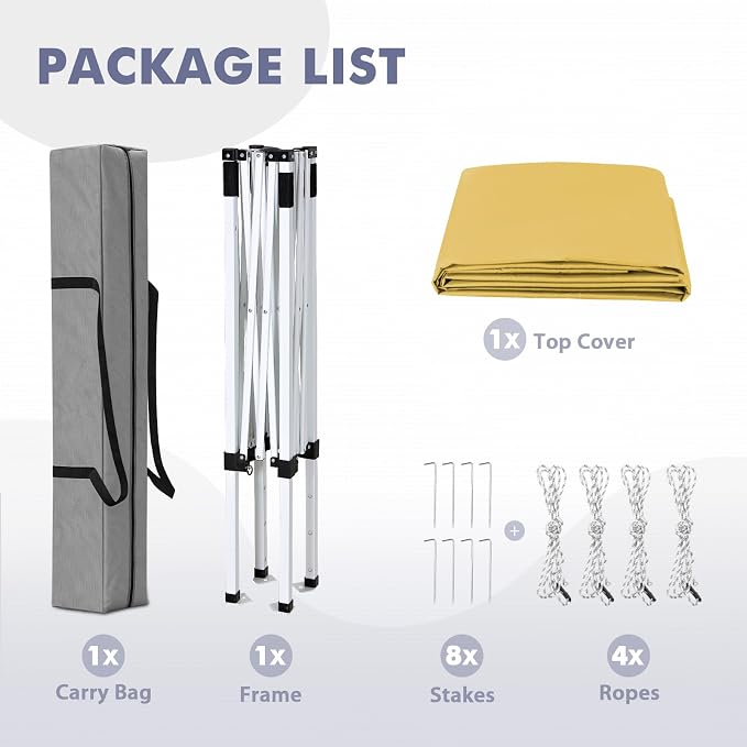 5x5 Pop Up Canopy Tent, Instant Portable Beach Canopy, Outdoor Tent with Carry Bag for Camping, Sports, Tailgating, Events, Beige