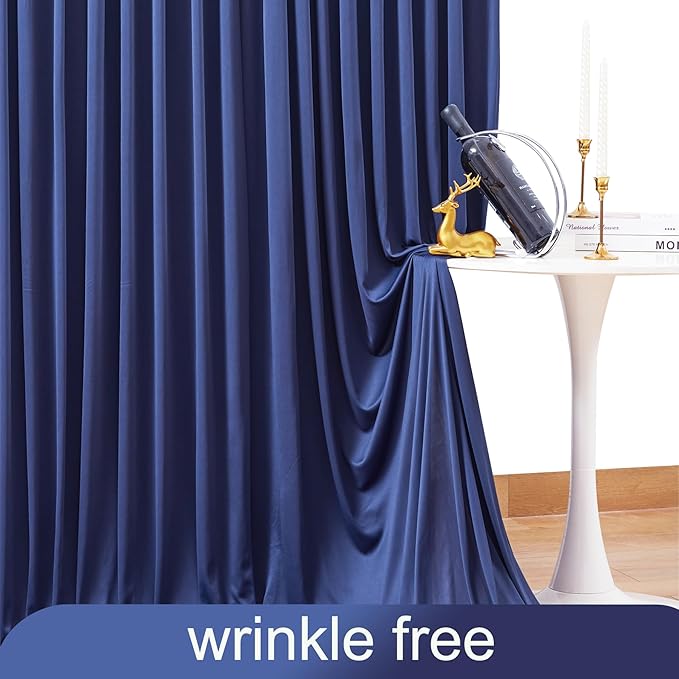 8 Panels Navy Blue Backdrop Curtain for Parties Wrinkle Free Photo Curtains Backdrop Drapes Fabric Decoration for Wedding Birthday Party Baby Shower 40ft(W) x 10ft(H)