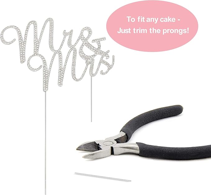 Mr and Mrs Wedding Cake Topper - Premium Silver Metal - Sparkly Wedding Bridal Shower or Anniversary Cake Topper - Now Protected in a Box