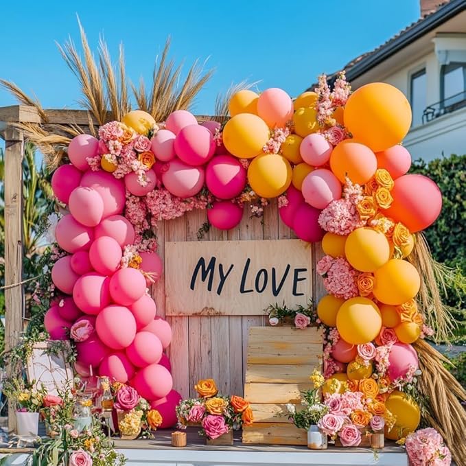 Yellow Pink Balloon Garland Double Stuffed Light Baby Pink Peach Balloons Different Sizes Pastel Coral Balloon Arch Kit for Birthday Baby Shower Wedding Love Wildflower Spring Party Decorations