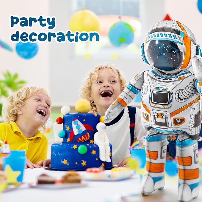 Jenaai 2 Pcs 53 Inch 4d Standing Inflatable Spaceman Astronaut Balloons, Large Inflatable Astronaut Toys Outer Space Balloon Party Decorations for Galaxy Planet Theme Birthday Party Supplies