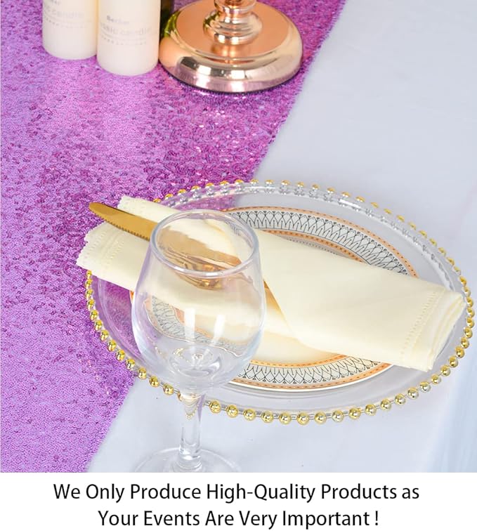 ShinyBeauty Lavender Table Runners Pack of 2 Sequin Table Runners 12inx108in Lavender Sequin Runner -1107