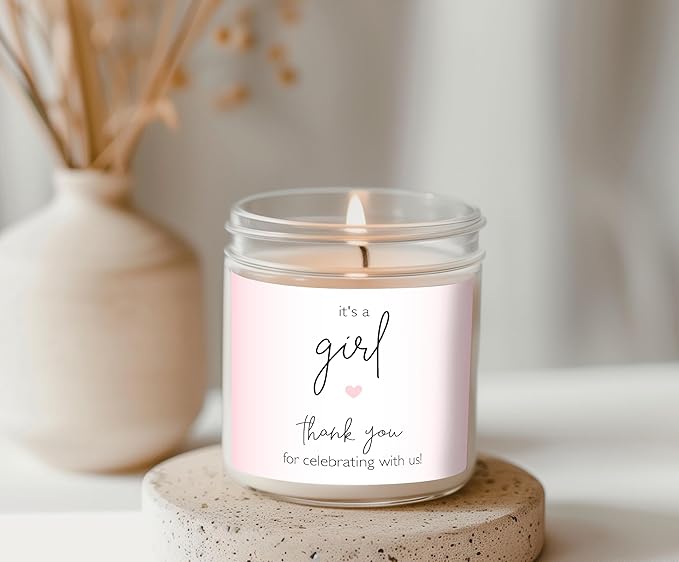 It’s a Girl Mini Champagne Bottle Labels ● SET of 12 ● Pink Baby Shower Mini Champagne Label, About to POP Thank You for Celebrating with us Favors Stickers Gender Reveal WATERPROOF (Minimalist)