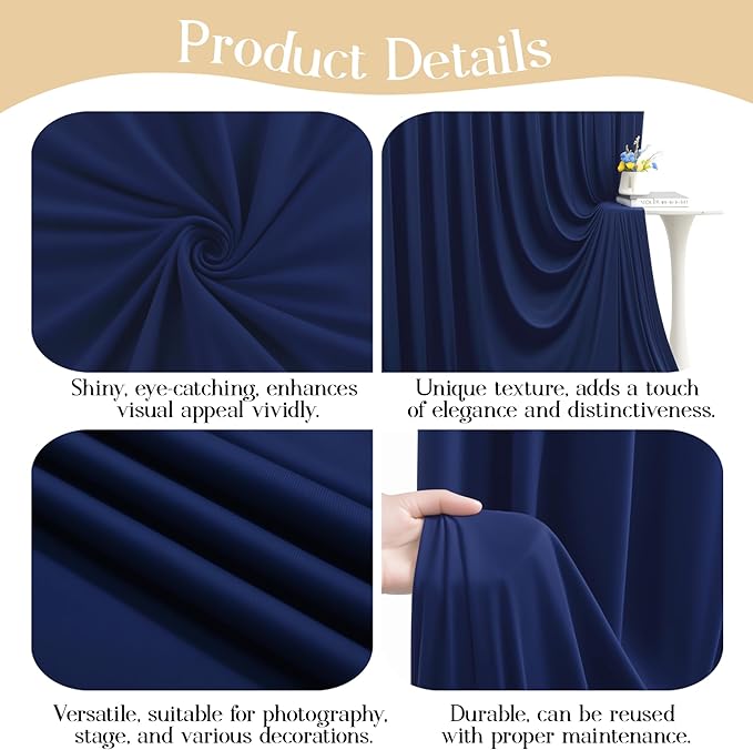 20 x 10ft Navy Blue Backdrop Curtains, Navy Wrinkle Free Draping Fabric Wedding Birthday Baby Bridal Shower Graduation Party Drapes for Backdrop Photography Photo Booth Background Decoration