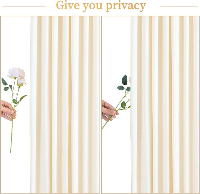Champagne Backdrop Curtain for Parties Wedding Baby Shower Wrinkle Free Photo Curtains Backdrop Drapes Fabric Decoration for Bridal Shower 5ft x 8ft,2 Panels